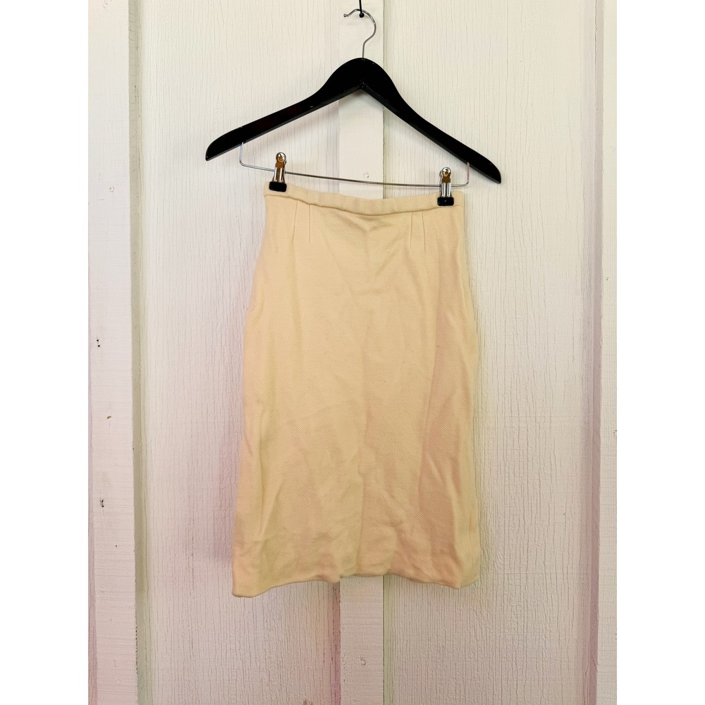 Vintage Catalina Yellow High Waisted Pencil Skirt Ribbed Knit Knee Length Womens